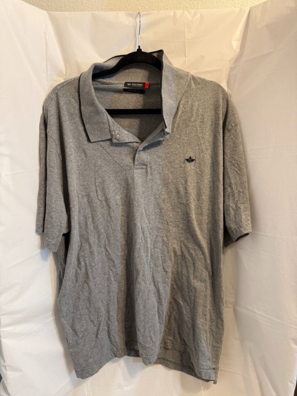 Dockers Grey Quick Dry Short Sleeve Polo Shirt 2XLT Tall Regular Fit